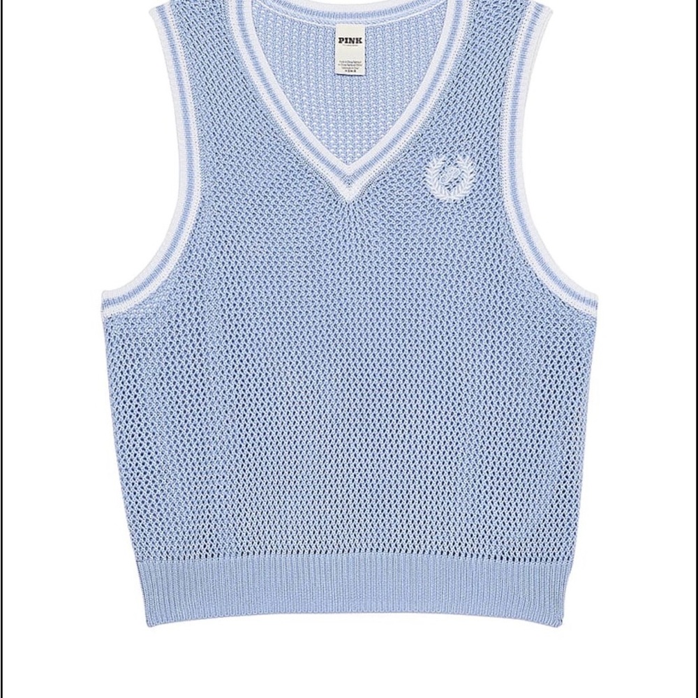 Victoria Secret PINK Harbor Blue Crochet Vest Size XXL